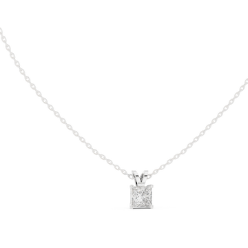 Princess solitaire pendant white gold front view