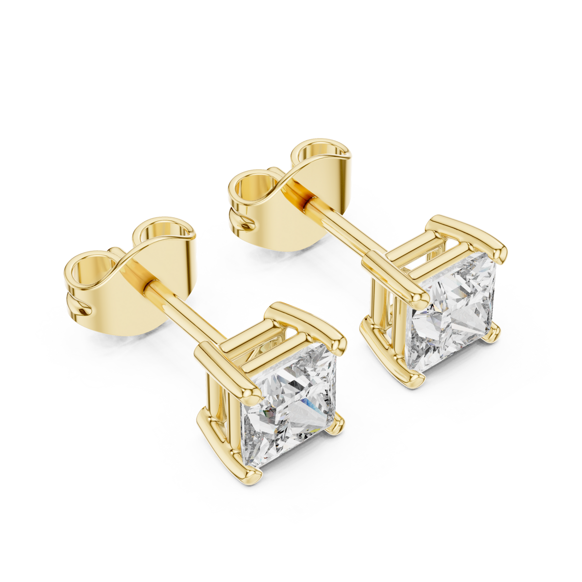  Gold Princess Solitaire Studs Angle View