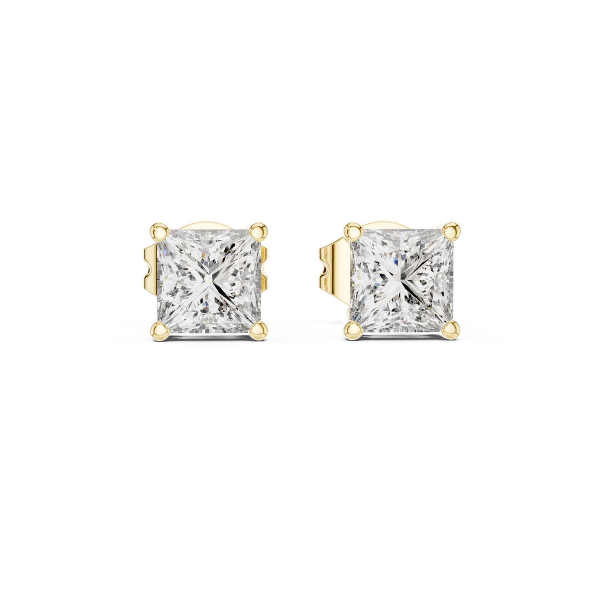  Gold Princess Solitaire Studs Detail View