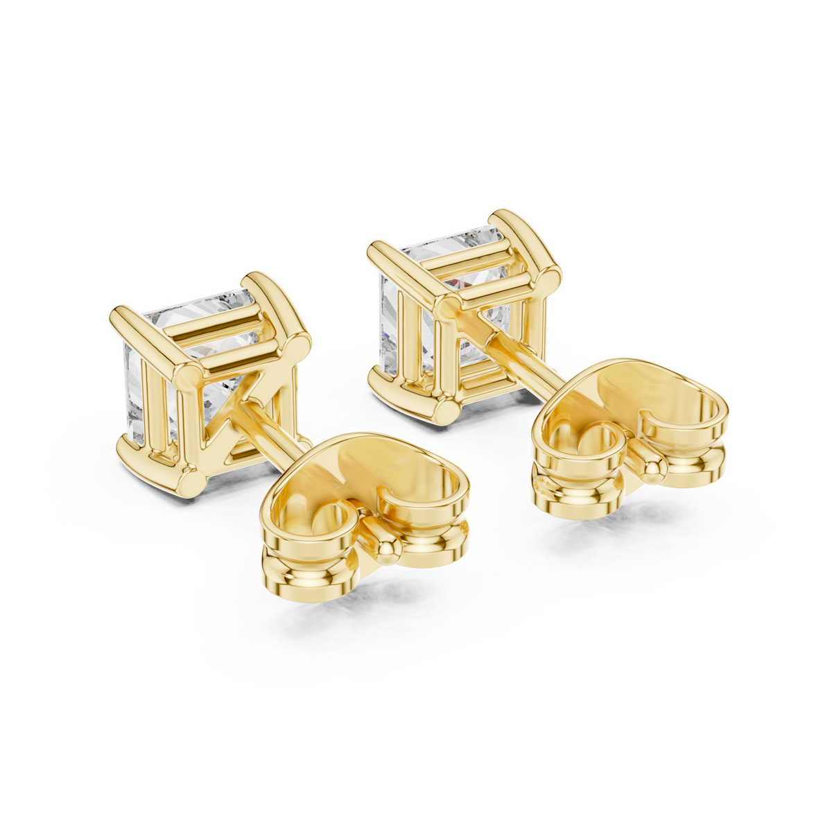  Gold Princess Solitaire Studs Side View