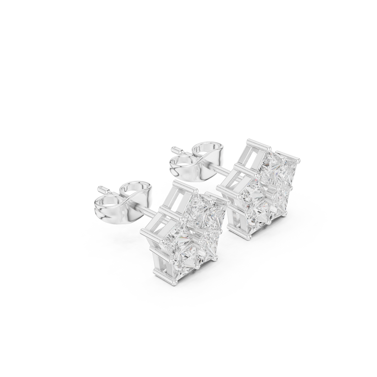  White Gold Princess Star Cluster Studs Front View