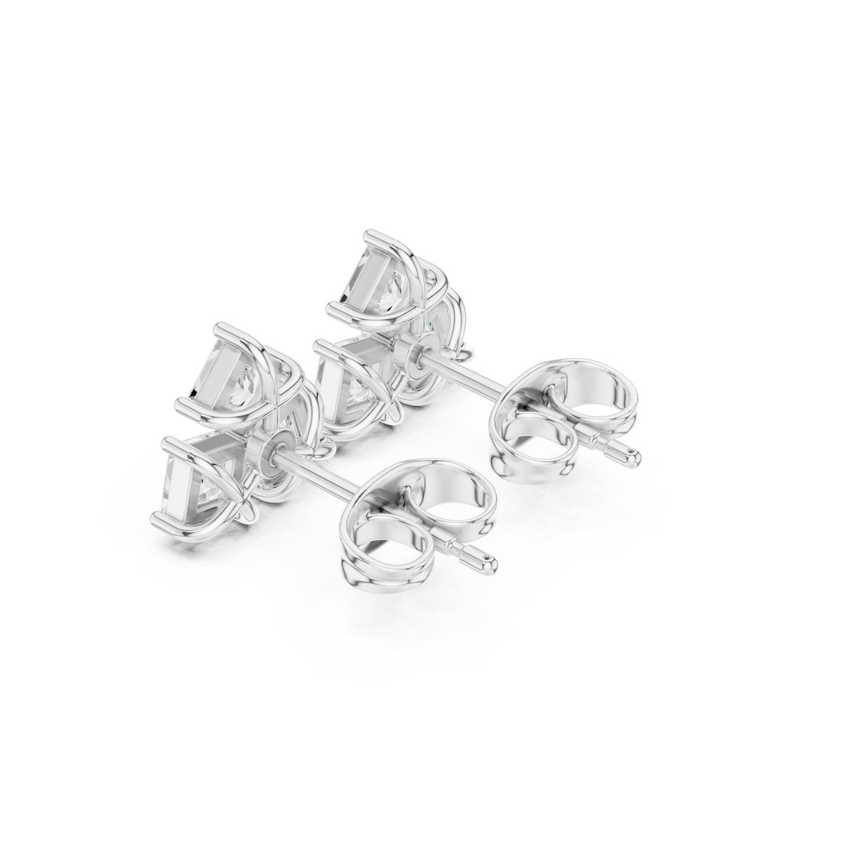  White Gold Princess Trio Cluster Studs Angle View
