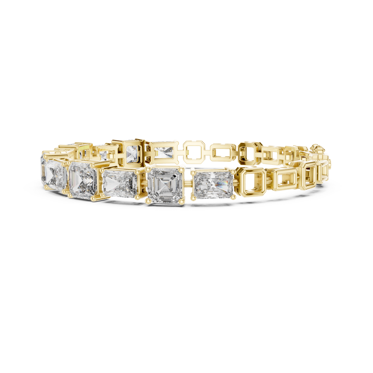  Gold Radiant and Asscher Link Bracelet Angle View