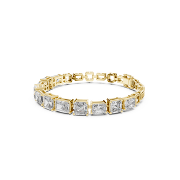Gold Radiant and Asscher Link Bracelet Front View