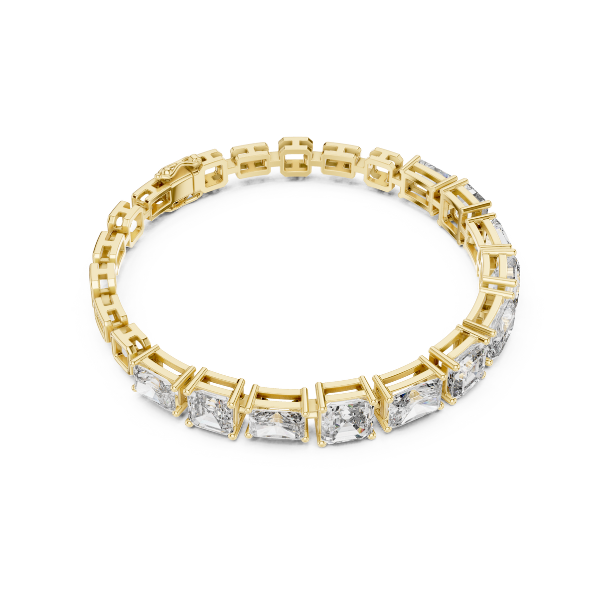  Gold Radiant and Asscher Link Bracelet Side View