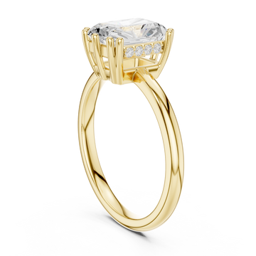 Radiant eight-prong crown solitaire engagement ring yellow gold front view