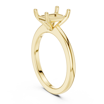 Radiant flat-edge solitaire engagement ring yellow gold front view