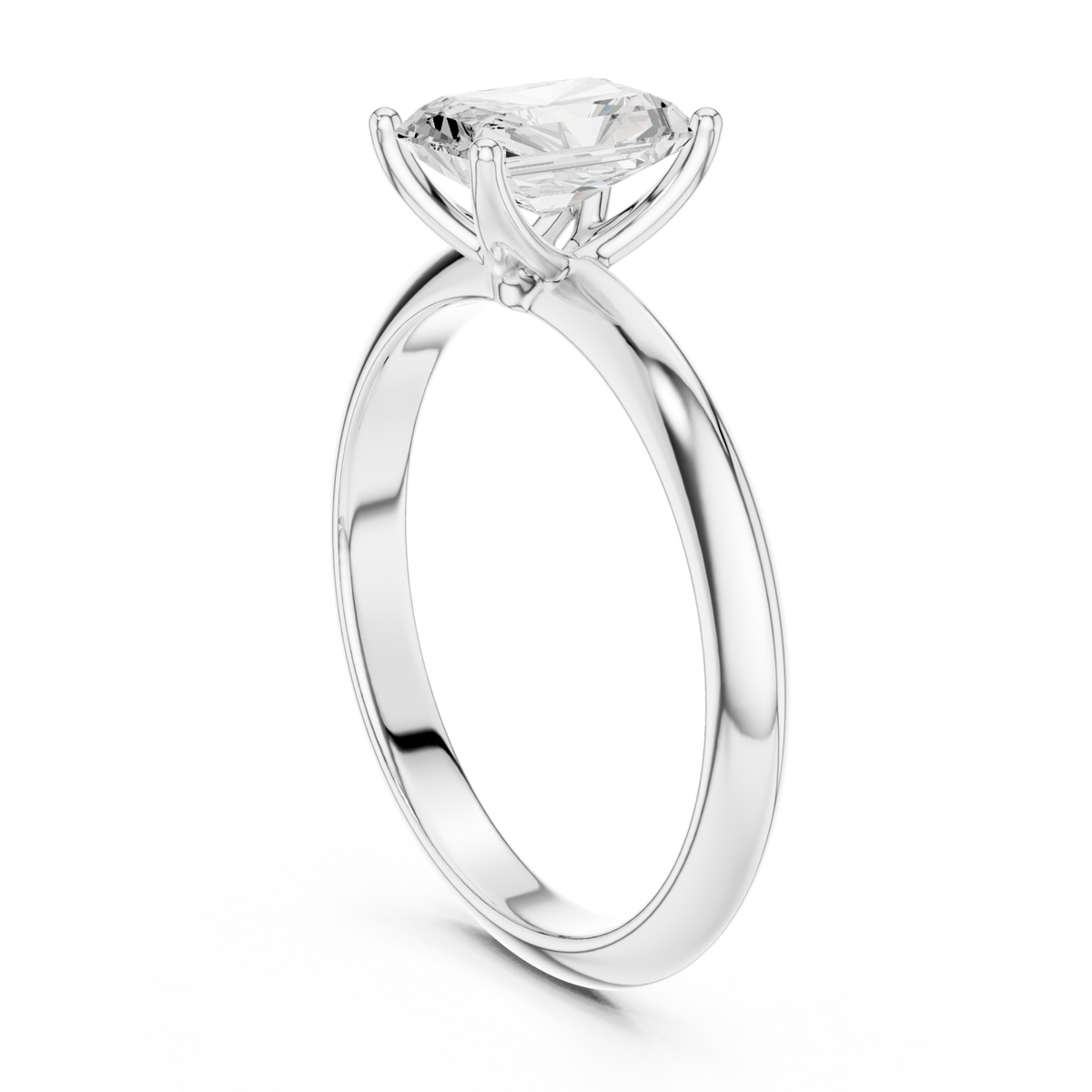 Radiant petite solitaire engagement ring white gold front view