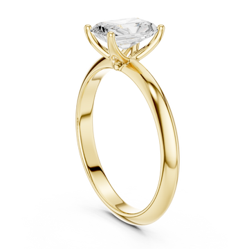 Radiant petite solitaire engagement ring yellow gold front view