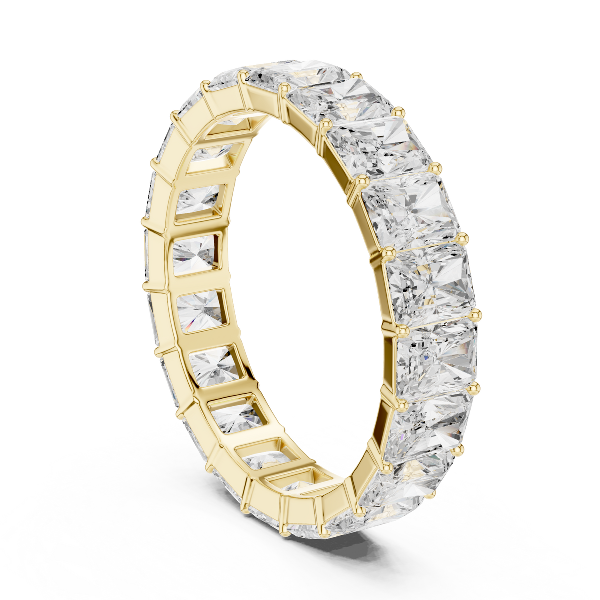  Gold Radiant Shared-Prong Eternity Band for Him Side View