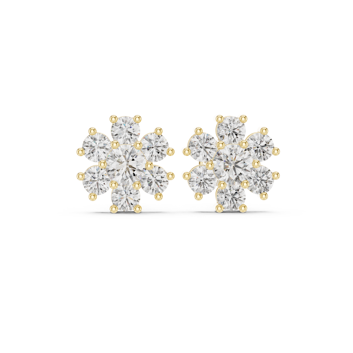  Gold Round Blossom Cluster Studs Detail View