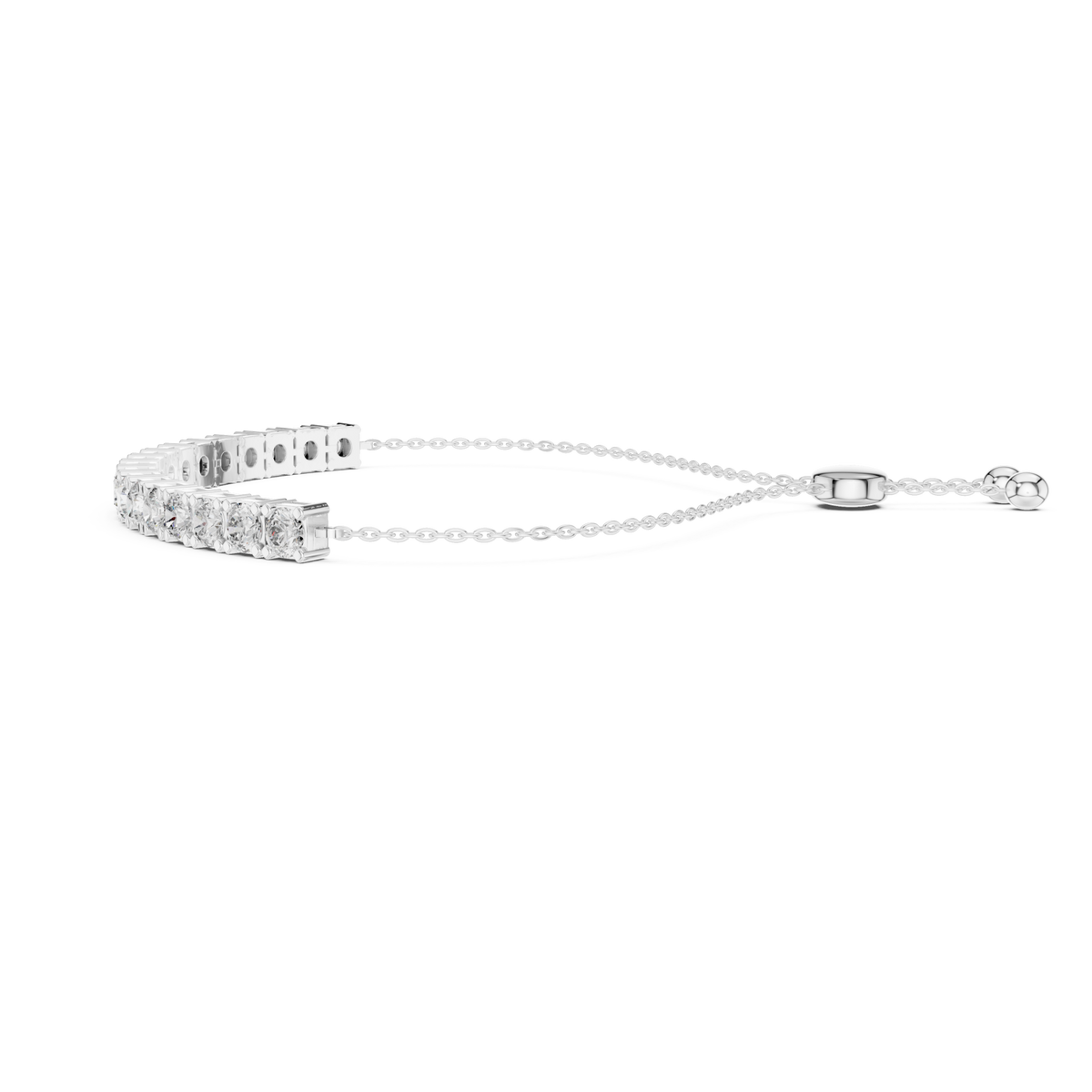  White Gold Round Bolo Bracelet Angle View