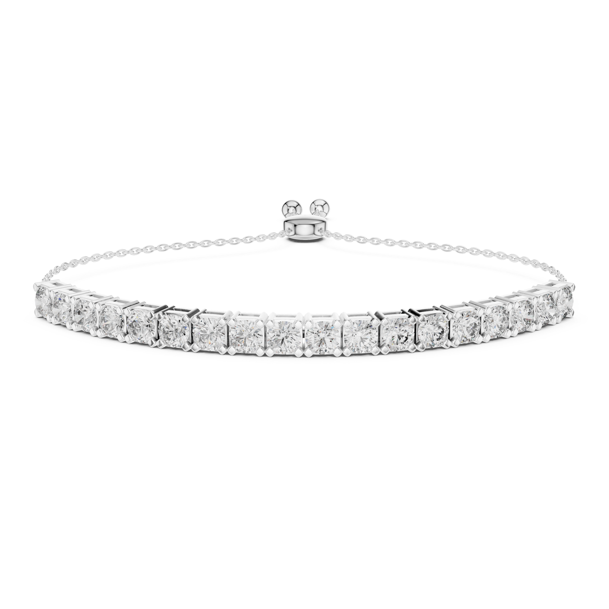  White Gold Round Bolo Bracelet Detail View