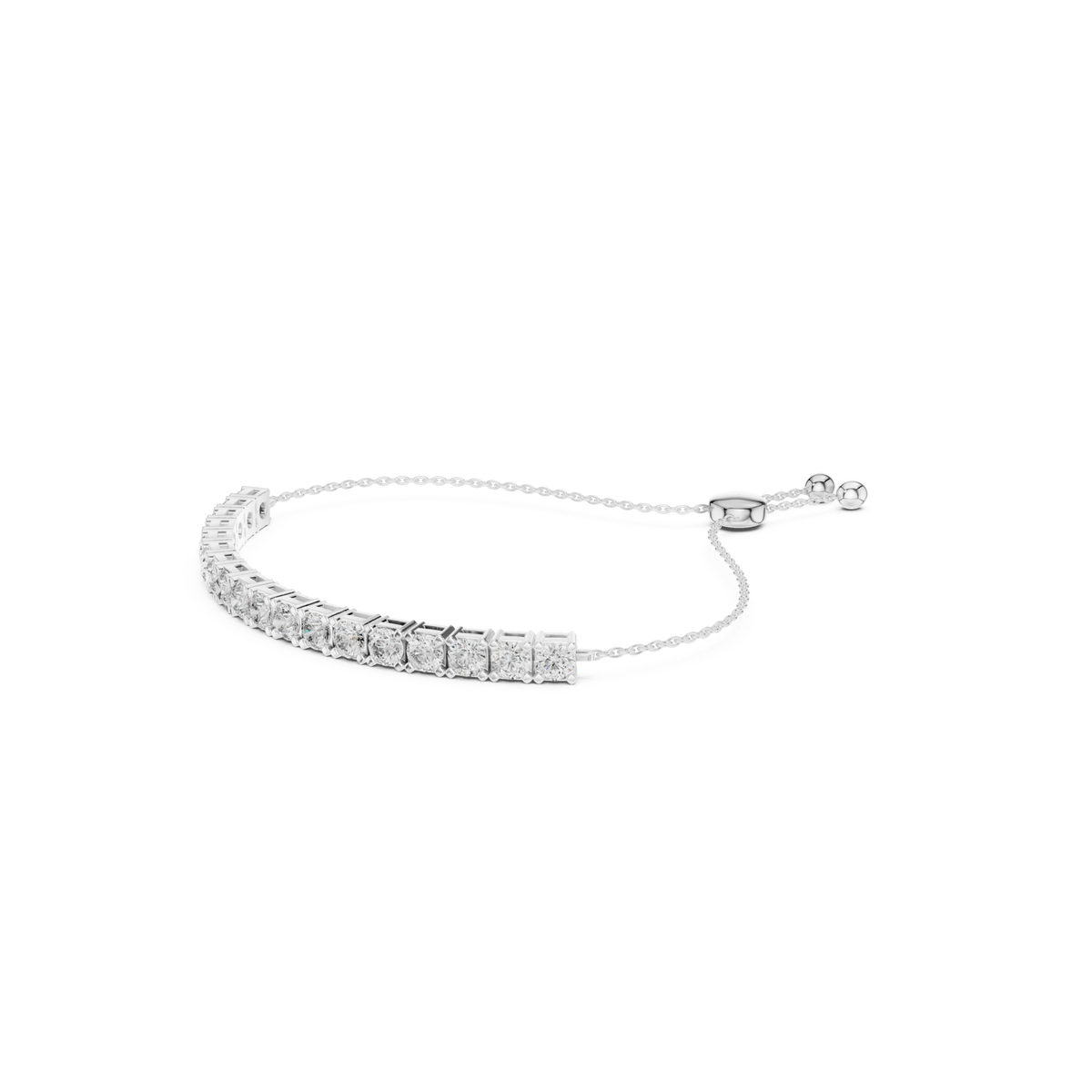  White Gold Round Bolo Bracelet Front View