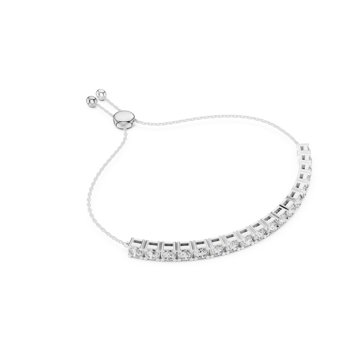  White Gold Round Bolo Bracelet Side View