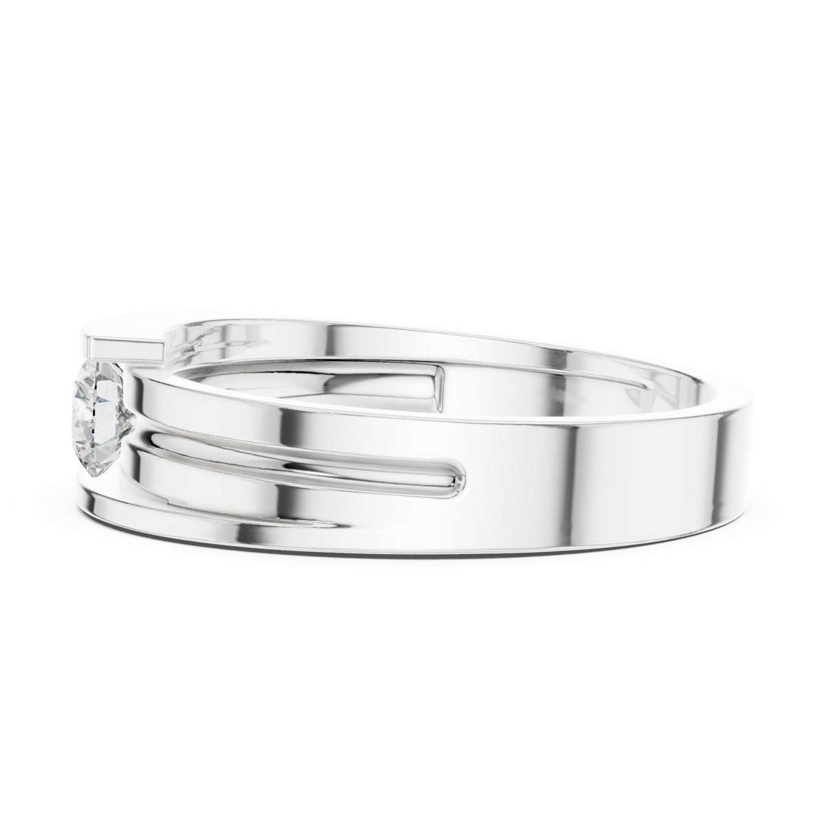 Round channel bypass band ring white gold angle view
