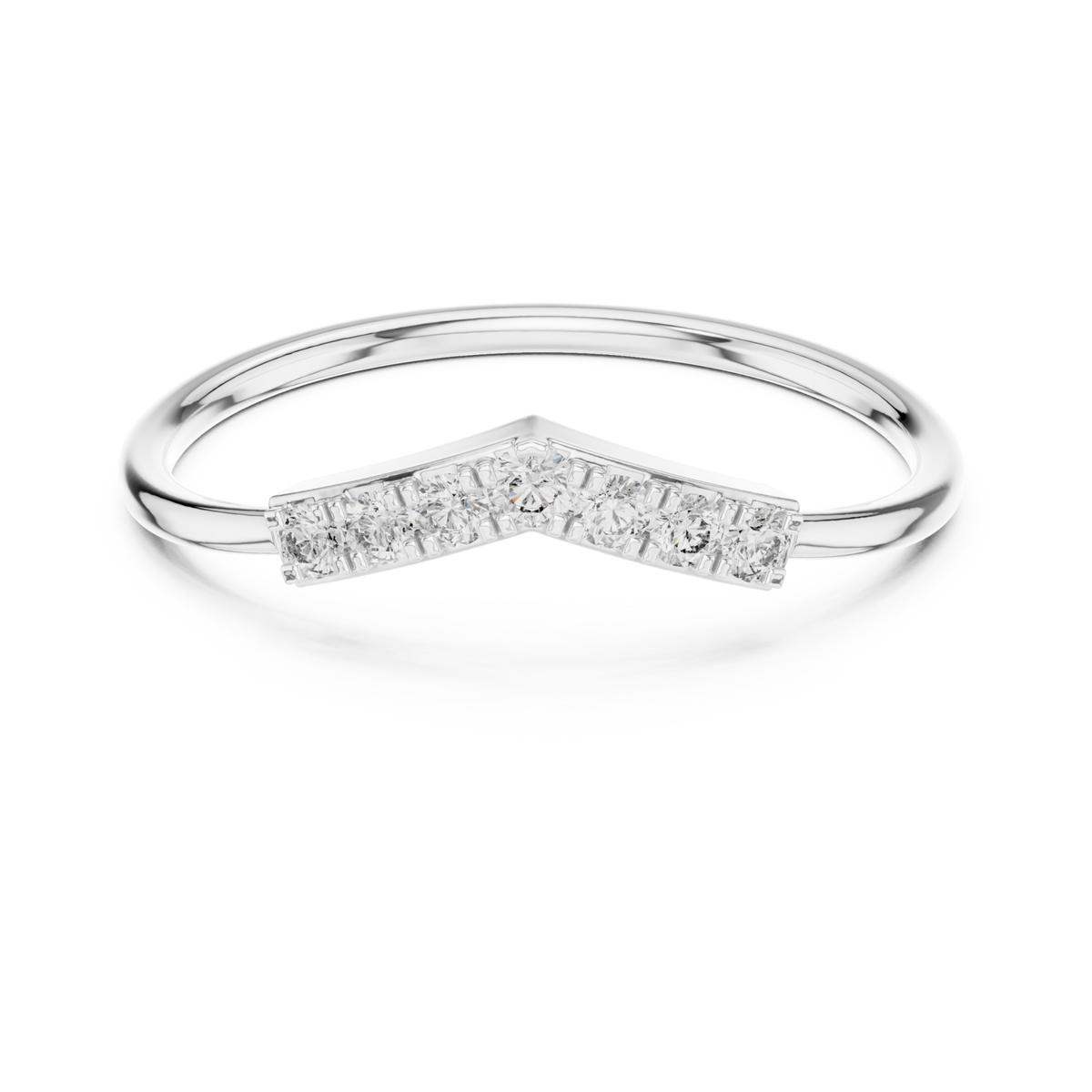 Round chevron crest ring white gold detail view