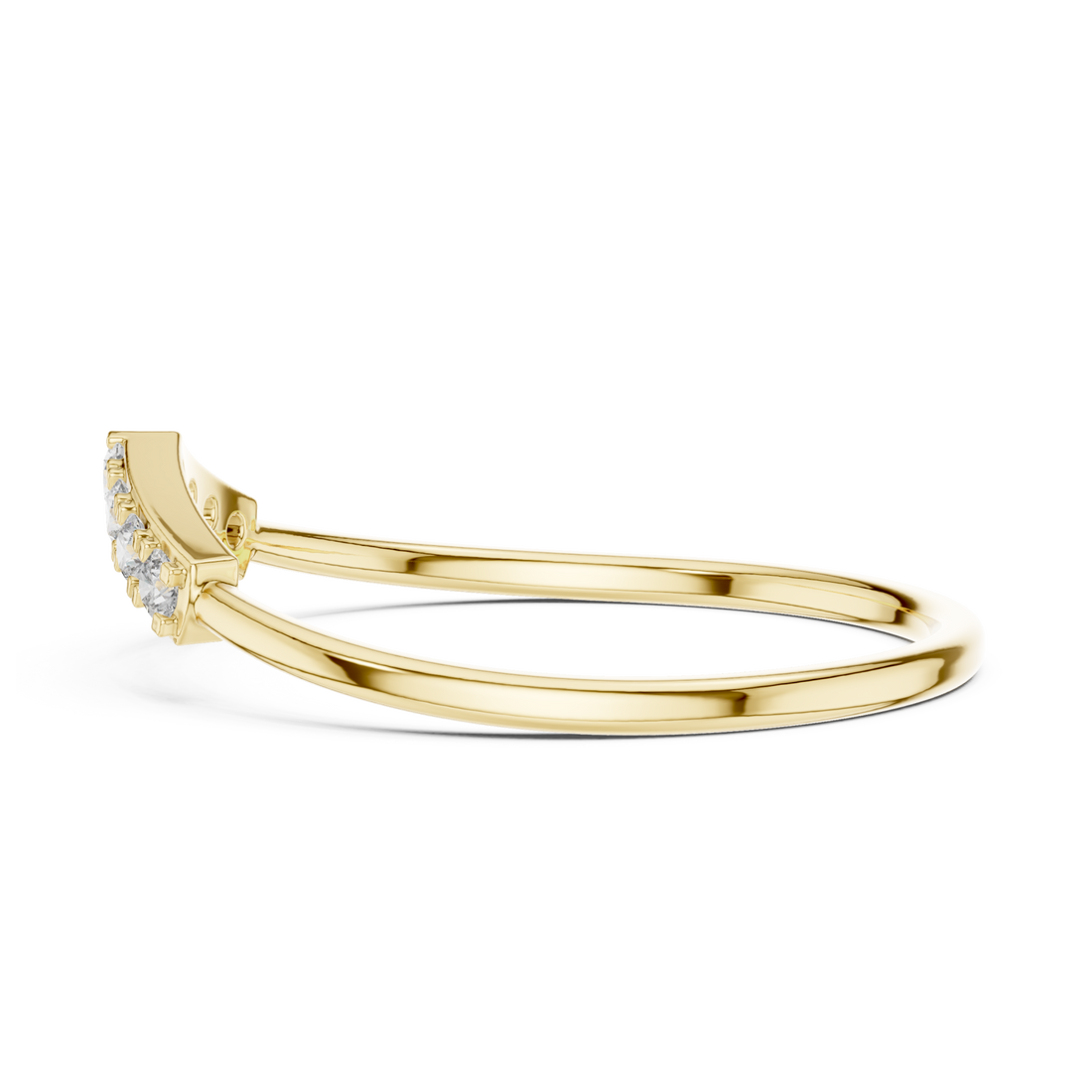 Round chevron crest ring yellow gold front view