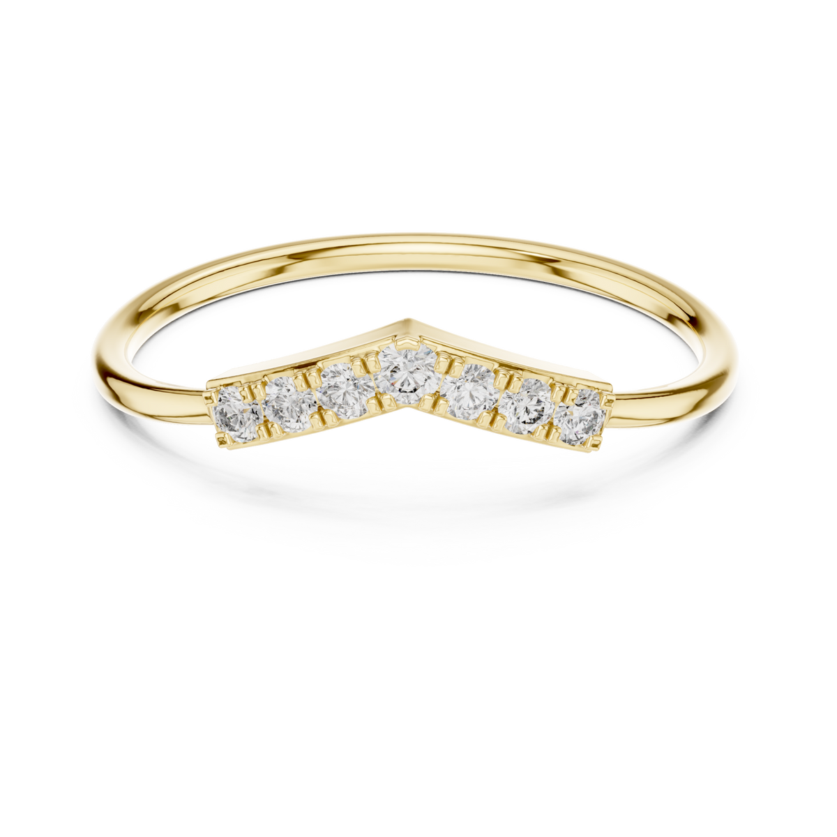Round chevron crest ring yellow gold detail view