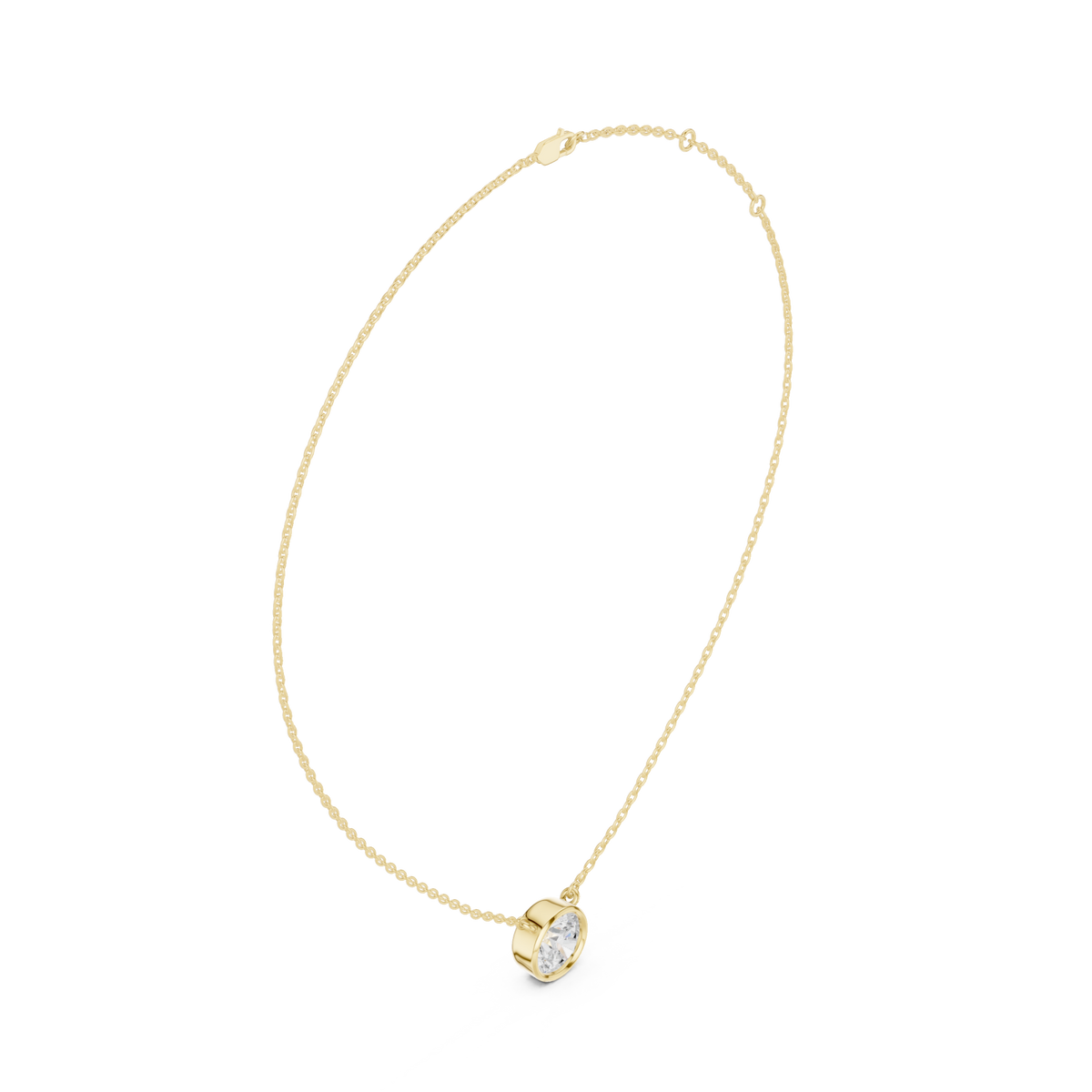 Round classic bezel solitaire pendant yellow gold front view