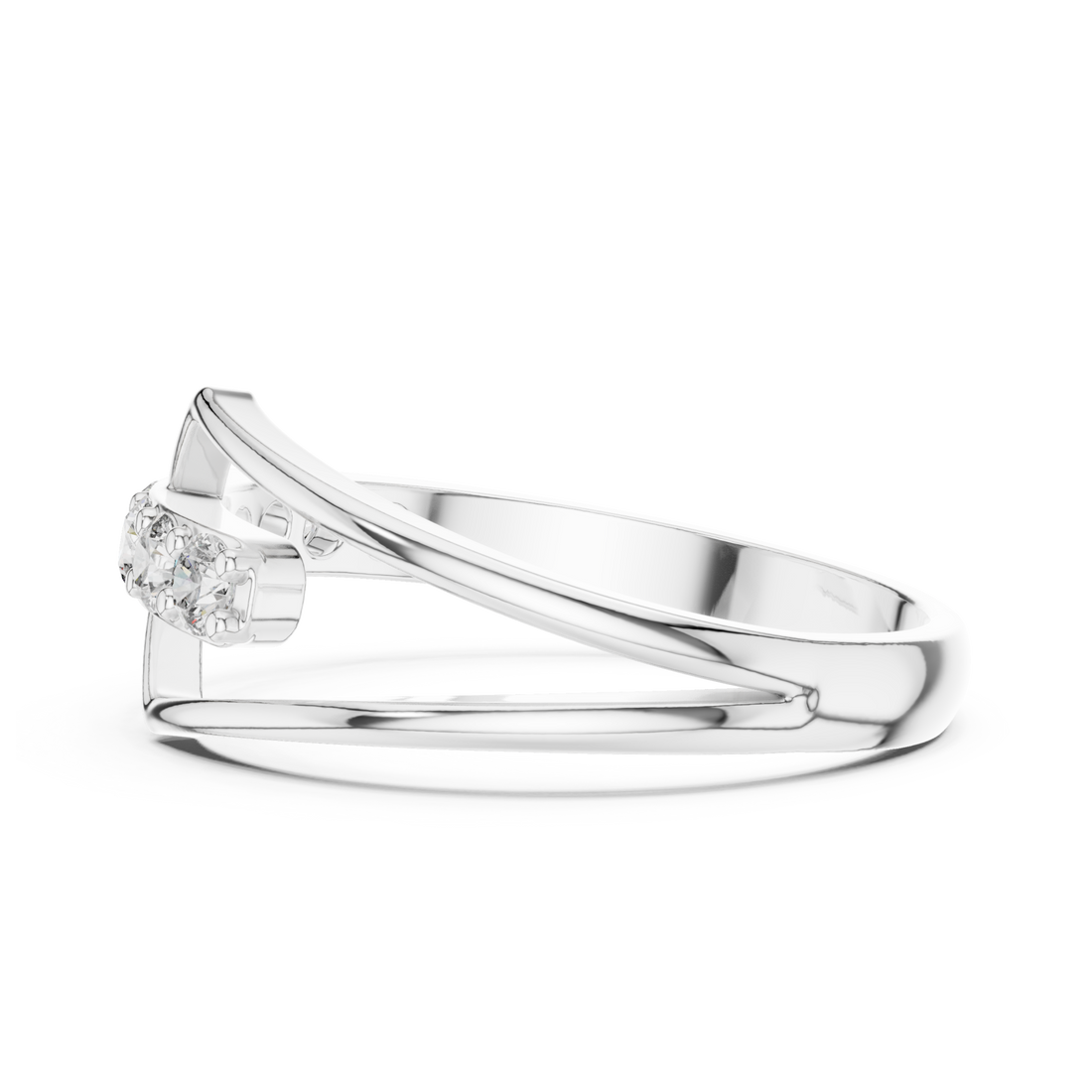 Round crest wrap ring white gold front view