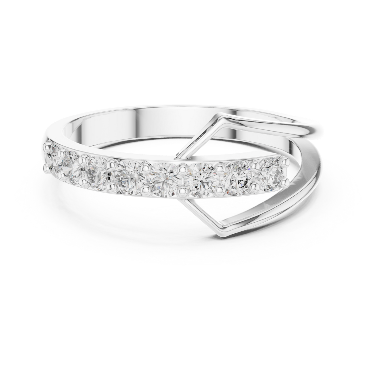 Round crest wrap ring white gold detail view