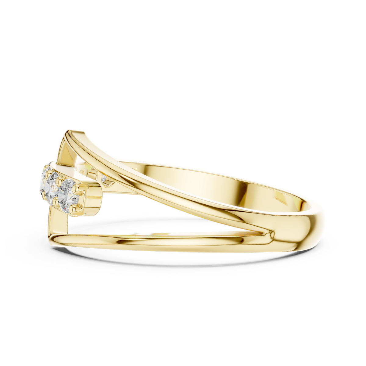 Round crest wrap ring yellow gold angle view