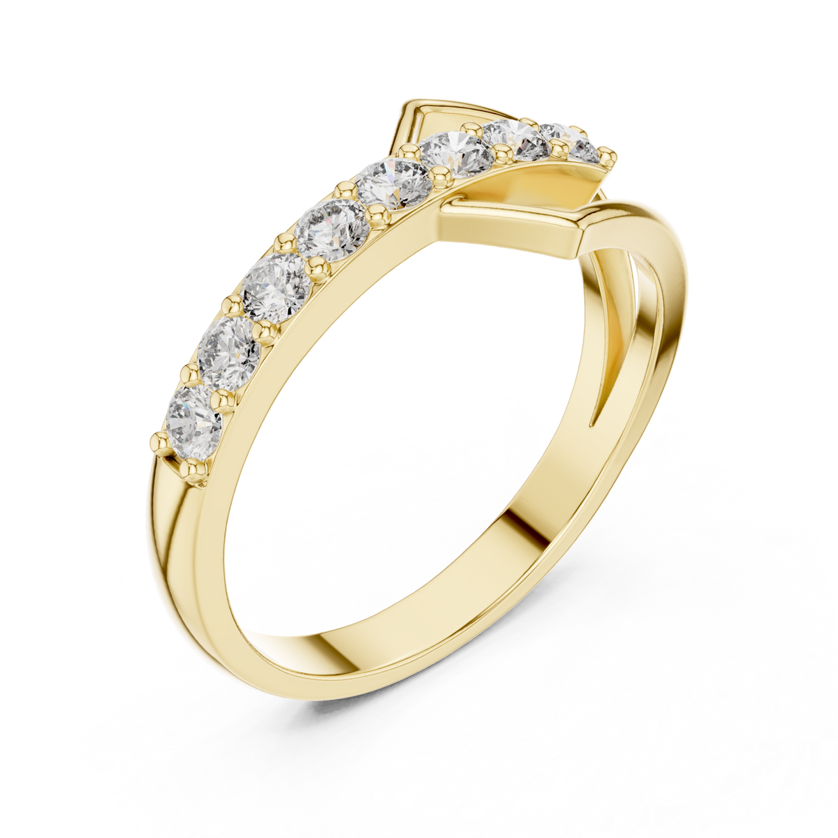 Round crest wrap ring yellow gold front view