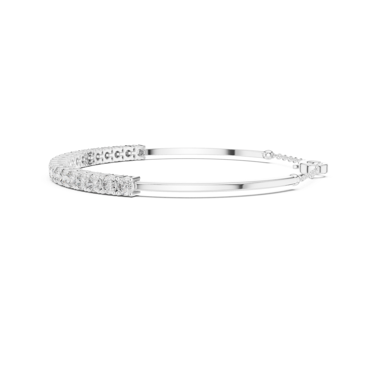  White Gold Round Demi Bangle Angle View