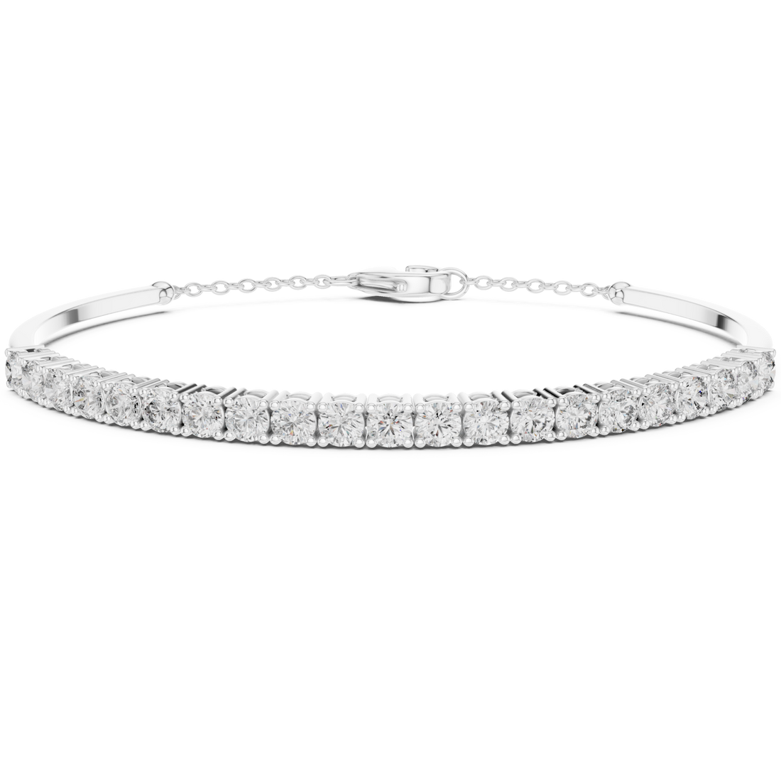  White Gold Round Demi Bangle Front View