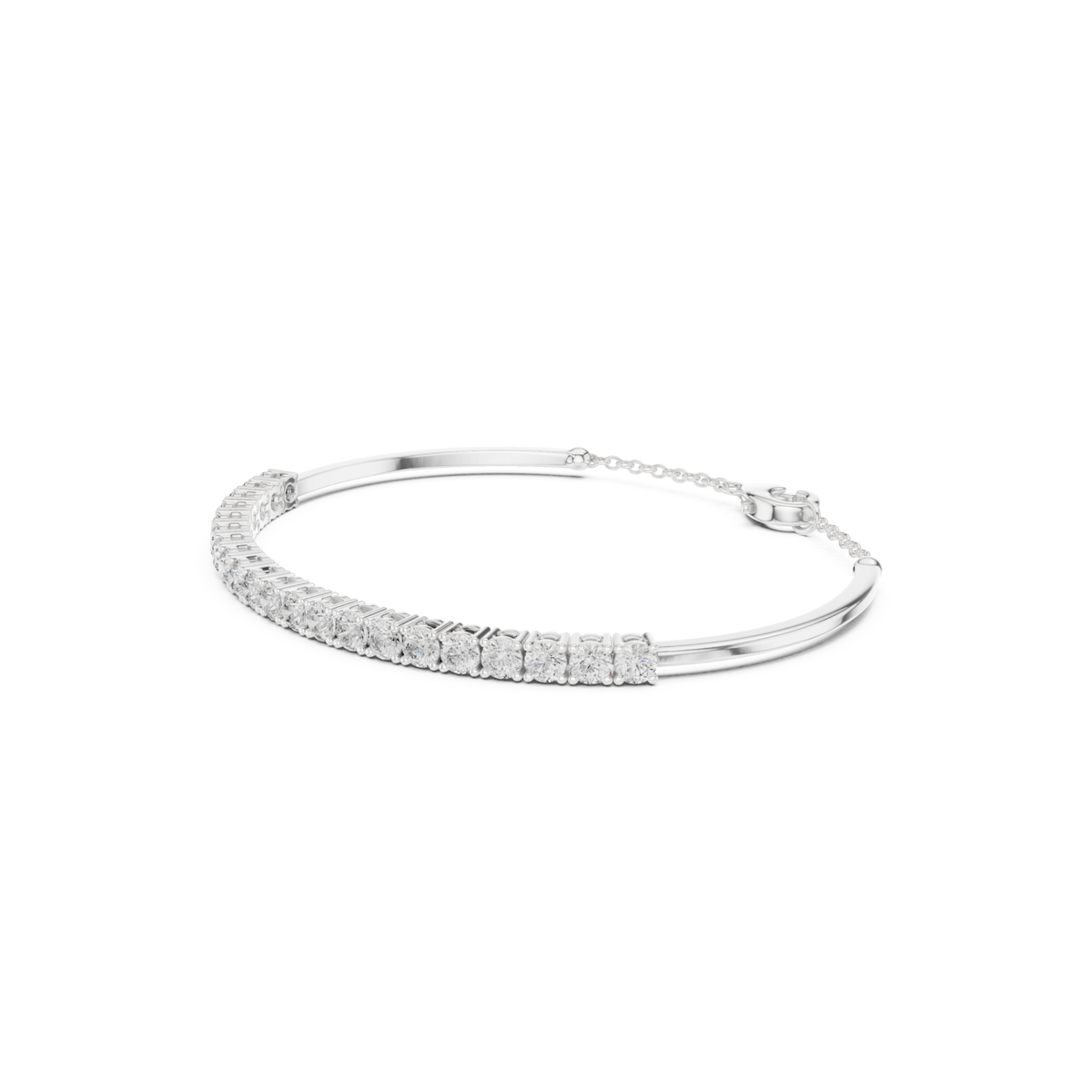  White Gold Round Demi Bangle Front View