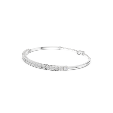  White Gold Round Demi Bangle Front View