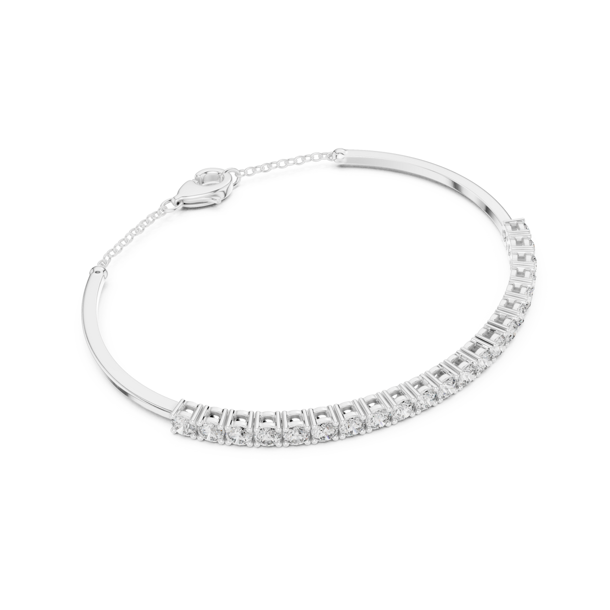  White Gold Round Demi Bangle Side View