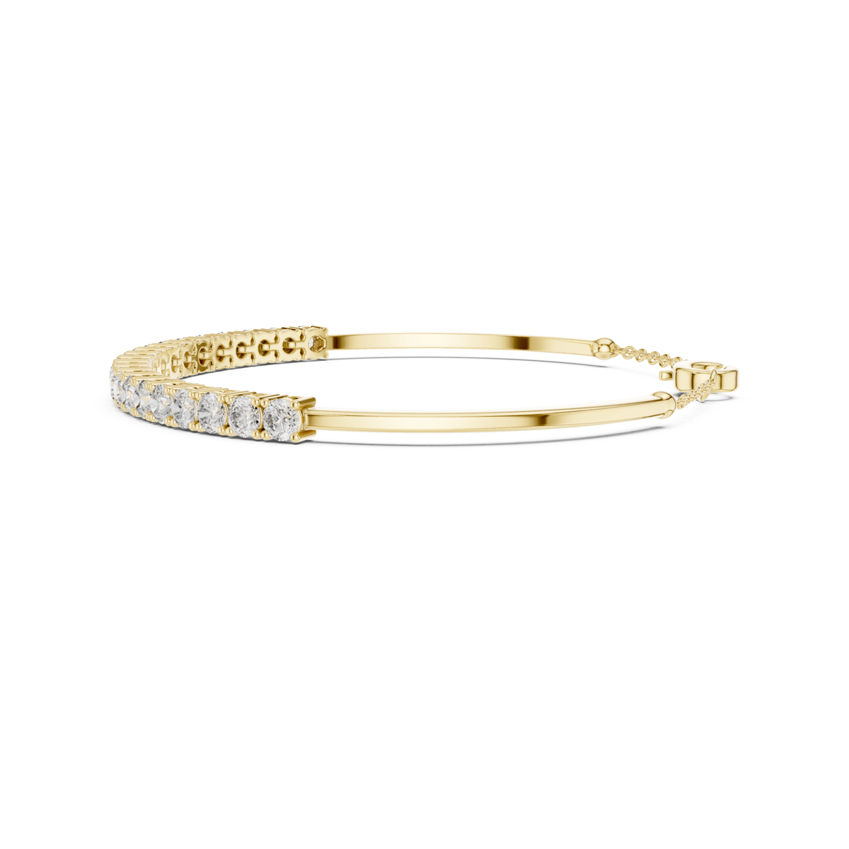  Gold Round Demi Bangle Angle View