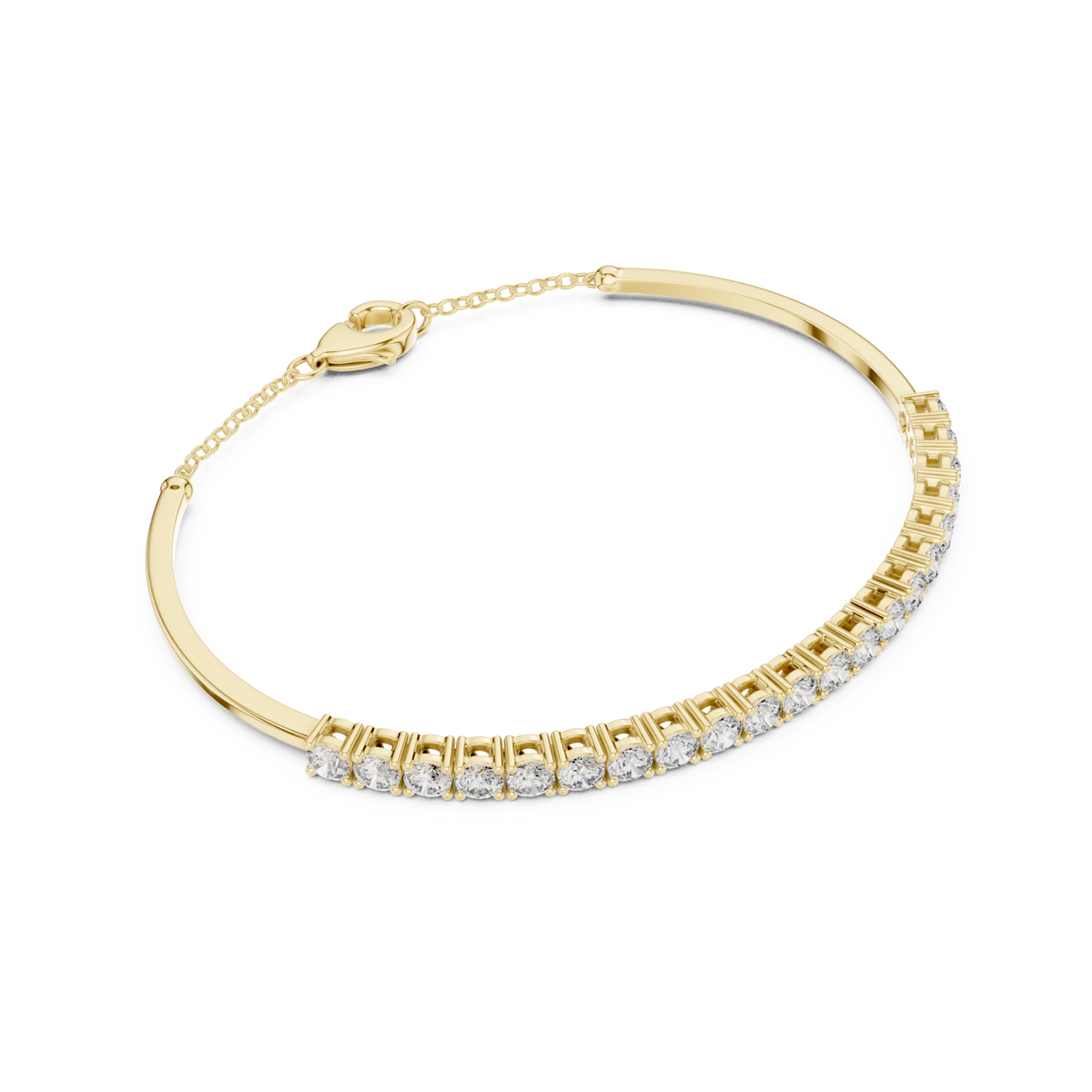  Gold Round Demi Bangle Side View