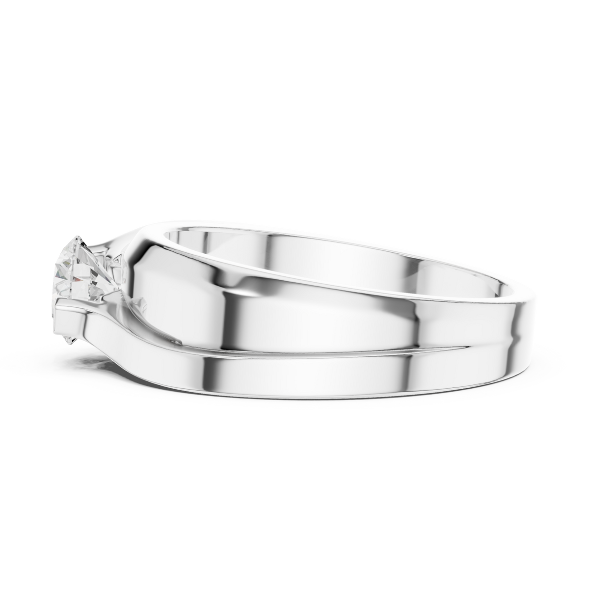  White Gold Round Diamond Bypass Solitaire for Him Angle View
