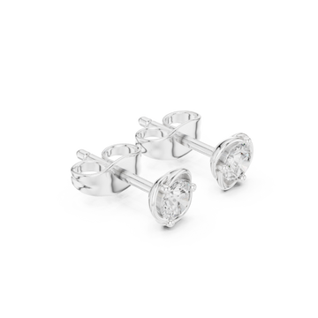  White Gold Round Diamond Four-Prong Studs Front View