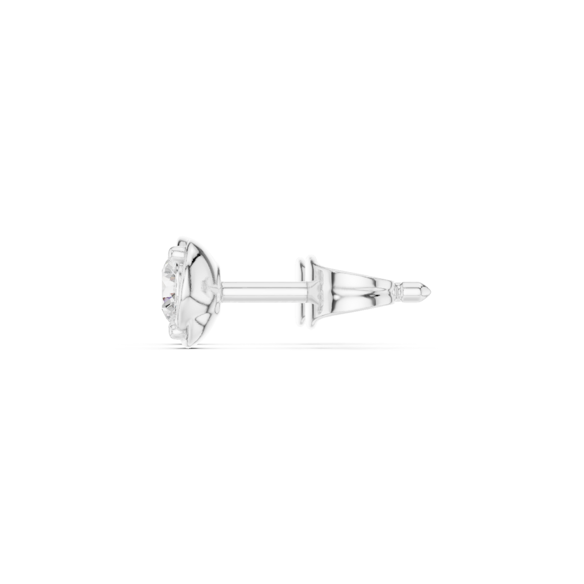  White Gold Round Diamond Four-Prong Studs Side View