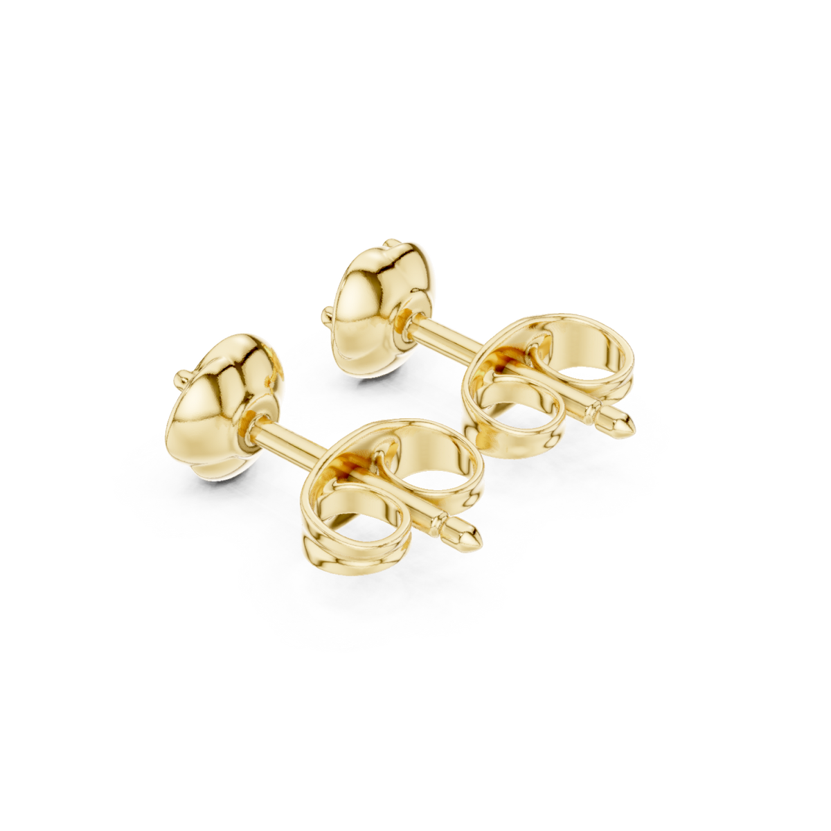  Gold Round Diamond Four-Prong Studs Angle View