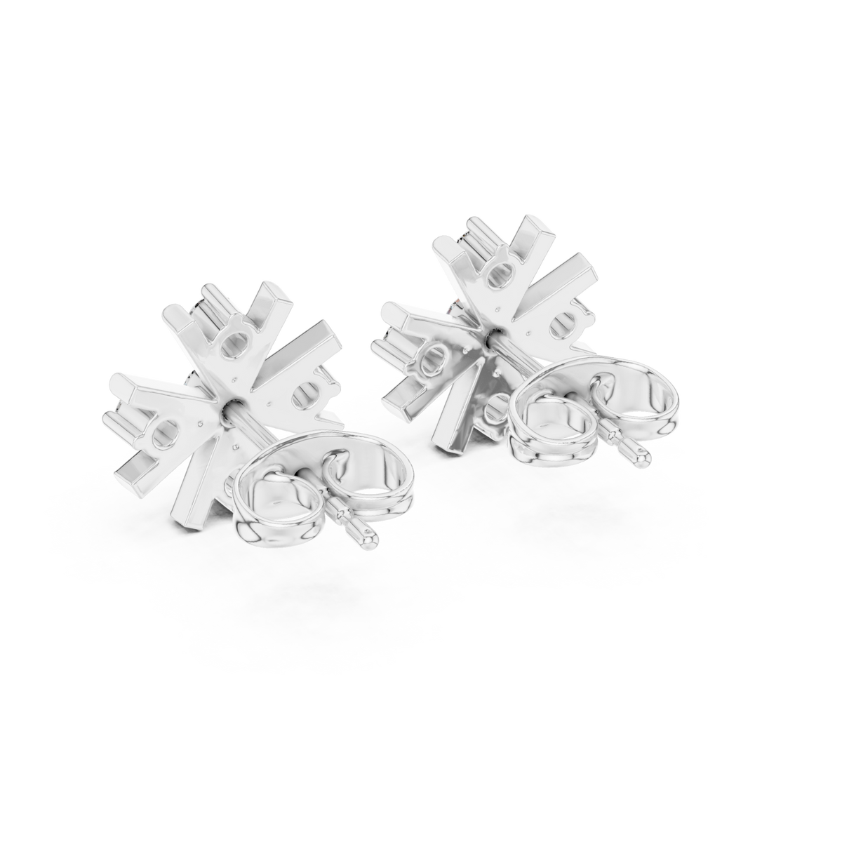  White Gold Round Diamond Starburst Studs Angle View