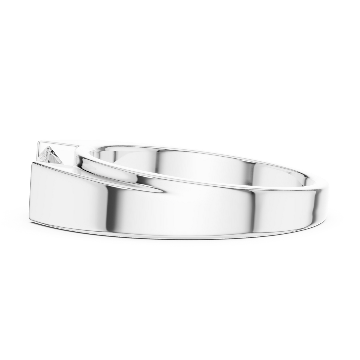 White Gold Round Diamond Tension-Set Band for Him Angle View