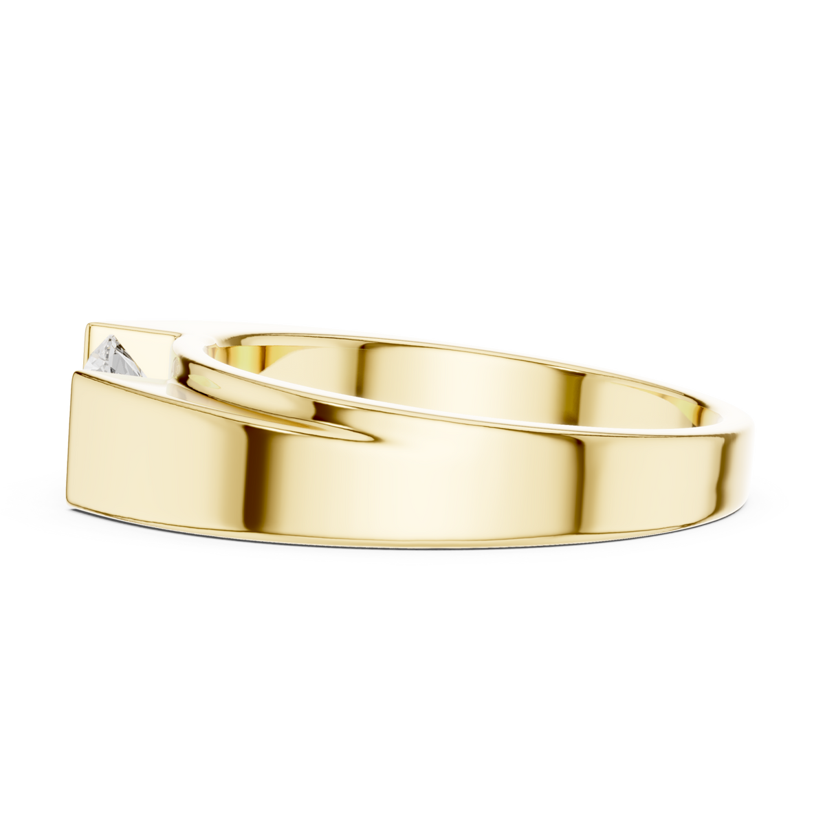  Gold Round Diamond Tension-Set Band for Him Angle View
