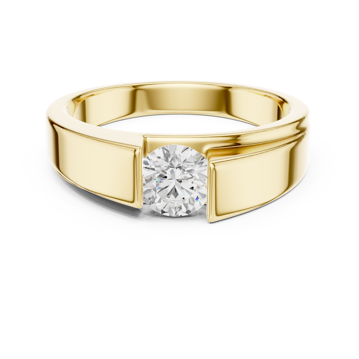  Gold Round Diamond Tension-Set Band for Him Detail View