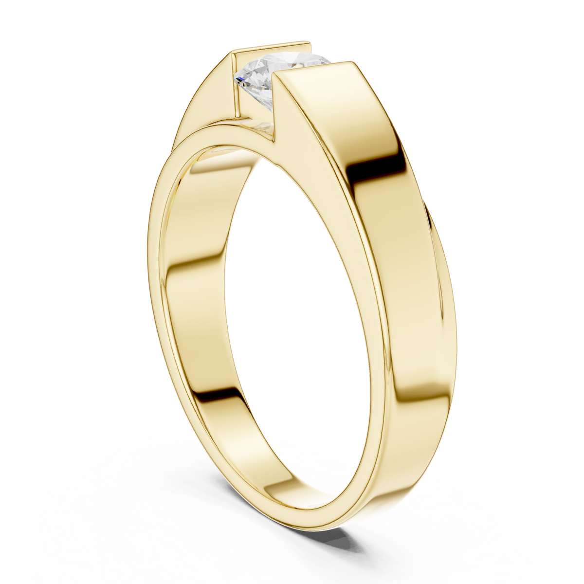  Gold Round Diamond Tension-Set Band for Him Side View