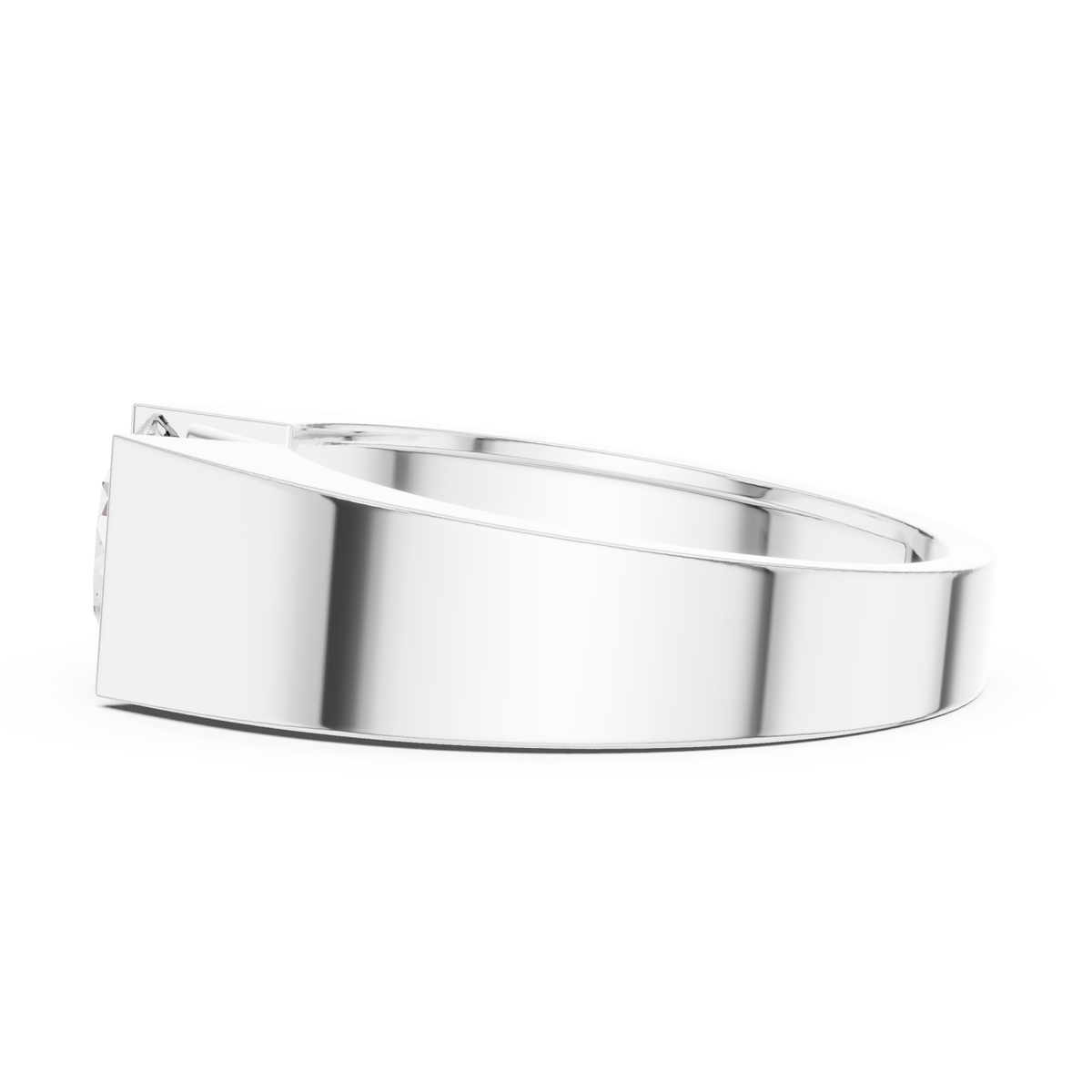  White Gold Round Diamond Tension Ring for Him Angle View