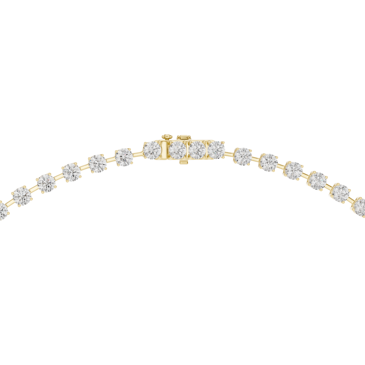 Round diamond y-drop necklace yellow gold detail view