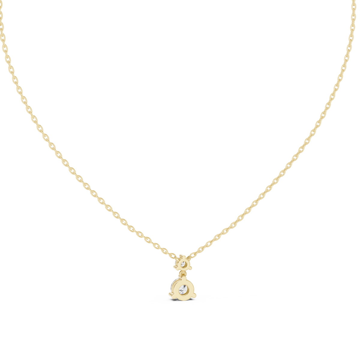 Round duo drop pendant yellow gold detail view