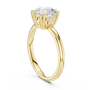 Round eight-prong crown solitaire engagement ring yellow gold front view