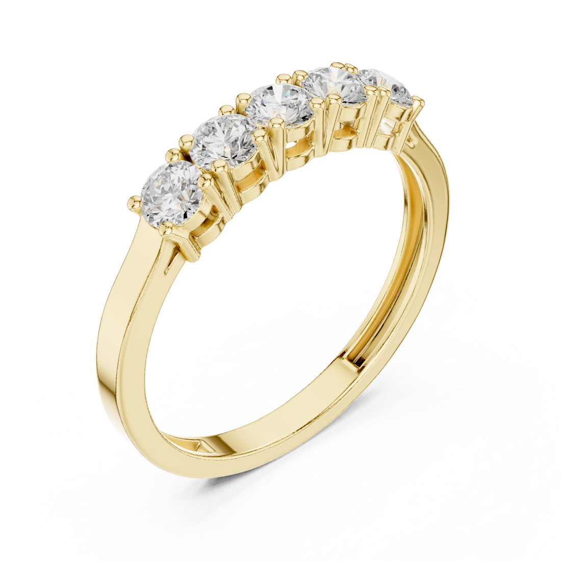 Gold Open-Frame Five-Stone Round Anniversary Band Right View