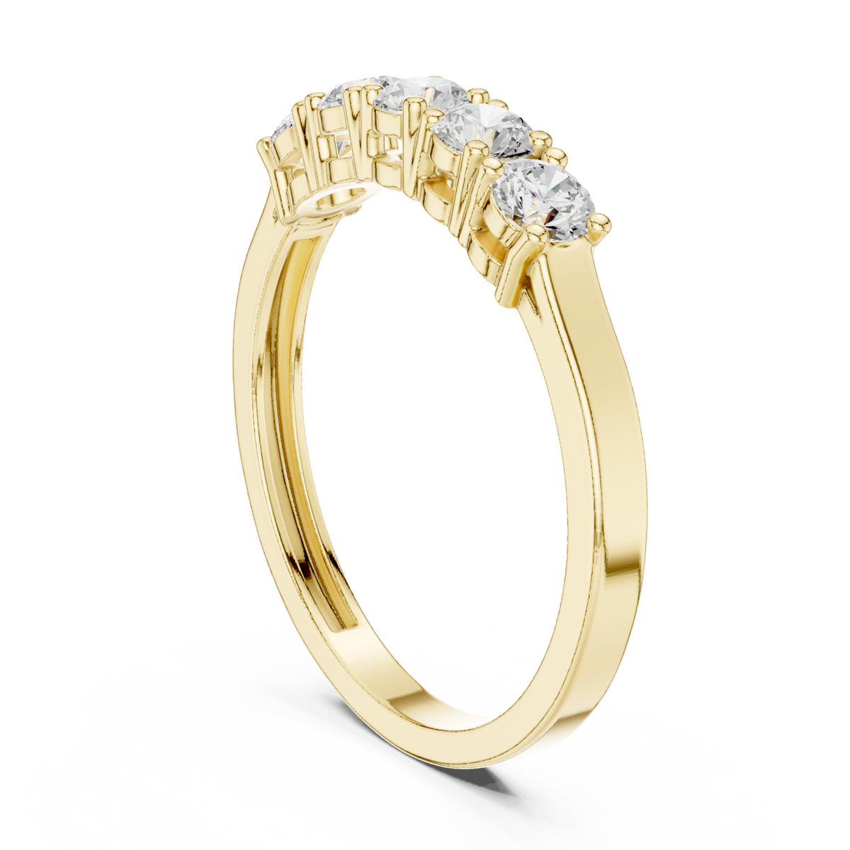  Gold Open-Frame Five-Stone Round Anniversary Band Left View